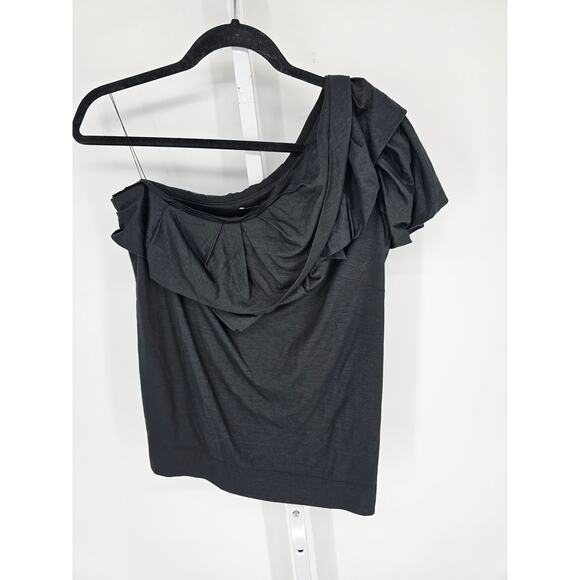 Robert Rodriguez Womens Sz L One Shoulder Blouse Solid Black NEW - Picture 1 of 5